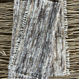 Brūnas, bēšīgas, piena baltas svītriņas, vilnas auduma grīdceliņš ~70x120cm