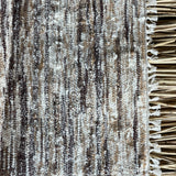 Brūnas, bēšīgas, piena baltas svītriņas, vilnas auduma grīdceliņš ~70x120cm