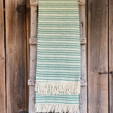 GAIŠI PIPARMĒTRU ZAĻAS SVĪTRAS 100% aitas vilnas pleds ar baltām bārkstīm 150 × 210 cm