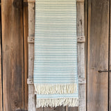 GAIŠI PIPARMĒTRU ZILAS SVĪTRAS 100% aitas vilnas pleds ar baltām bārkstīm 150 × 210 cm