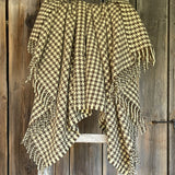 Gaiši dzeltens/brūns 100% aitas vilnas pleds ar bārkstīm un suņa zoba rakstu (houndstooth), 130×200 cm