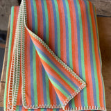 Gaiši zili/piparmētru zaļa/oranži/rozā svītraina mīksta kokvilnas flaneļa sega/pleds/gultas pārklājs 140x205cm