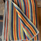 Gaiši un tumši zila/oranža/dzeltena svītraina mīksta kokvilnas flaneļa sega/pleds/gultas pārklājs 140x205cm