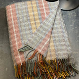 Dūmakaini rūtains aitas vilnas pleds, bordo, okera, sinepju zaļos toņos, 150x210cm