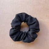 Lina auduma matu gumija - scrunchie - Melns tonis L (~5cm plata)