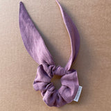 Lina auduma matu gumija- scrunchie ar garām ''ļipiņām'' Lavandu violets tonis