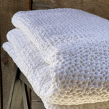 Piena balta toņa (vienkrāsains) lina/kokvilnas vienkrāsains vafeļauduma gultas pārklājs, dažādi izmēri