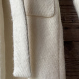 Individuālie pasūtījumi - balts garais aitas vilnas ziemas halāts/mētelis ar kapuci, bez oderes