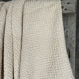 Maigi bēša toņa (vienkrāsains) lina/kokvilnas vafeļauduma gultas pārklājs, dažādi izmēri