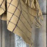 Karameļu brūna toņa ar delikātām rūtiņām 100% aitas vilnas pleds/sega, 130x200cm