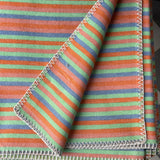 Gaiši zili/piparmētru zaļa/oranži/rozā svītraina mīksta kokvilnas flaneļa sega/pleds/gultas pārklājs 140x205cm