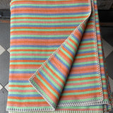 Gaiši zili/piparmētru zaļa/oranži/rozā svītraina mīksta kokvilnas flaneļa sega/pleds/gultas pārklājs 140x205cm