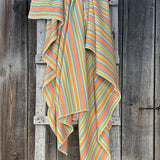 Gaiši zili/piparmētru zaļa/oranži/rozā svītraina mīksta kokvilnas flaneļa sega/pleds/gultas pārklājs 140x205cm