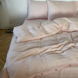Maigi rozā toņa mīkstināta lina gultas veļas komplekts