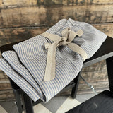 Gaiši zili/dabīgi pelēki svītroti, mīkstināta lina pirts svārki