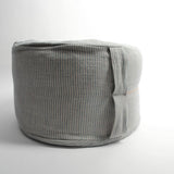 Gaiši zili svītrots, lina auduma zafu - meditācijas spilvens pildīts ar griķu sēnalām