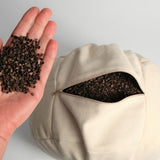 Gaiši zili svītrots, lina auduma zafu - meditācijas spilvens pildīts ar griķu sēnalām