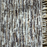 Brūnas, bēšīgas, piena baltas svītriņas, vilnas auduma grīdceliņš ~80x140cm