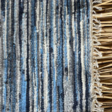 Zilas, baltas un pelēkas svītriņas, vilnas auduma grīdceliņš ~80x100cm