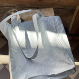 Gaiši zila impregnēta lina auduma ietilpīga soma - taša