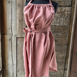 Koraļļu rozā mīkstināta lina pirts kleita ar sasienamām jostas bantēm