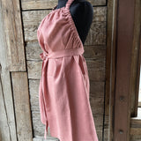 Koraļļu rozā mīkstināta lina pirts kleita ar sasienamām jostas bantēm