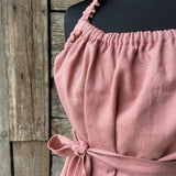 Koraļļu rozā mīkstināta lina pirts kleita ar sasienamām jostas bantēm