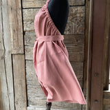 Koraļļu rozā mīkstināta lina pirts kleita ar sasienamām jostas bantēm