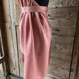 Koraļļu rozā mīkstināta lina pirts kleita ar sasienamām jostas bantēm