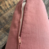 Koraļļu rozā, mīkstināta lina lielais griķu spilvens - rullītis - pagalvītis