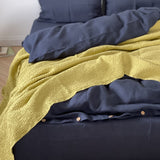 Laima zaļa toņa (vienkrāsains) lina/kokvilnas vienkrāsains vafeļauduma gultas pārklājs, dažādi izmēri