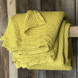 Laima zaļa toņa (vienkrāsains) lina/kokvilnas vienkrāsains vafeļauduma gultas pārklājs, dažādi izmēri