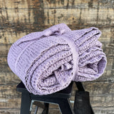 Lavandu violeta toņa (vienkrāsains) lina/kokvilnas vafeļauduma gultas pārklājs, dažādi izmēri
