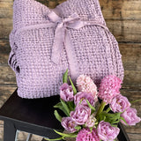 Lavandu violeta toņa (vienkrāsains) lina/kokvilnas vafeļauduma gultas pārklājs, dažādi izmēri