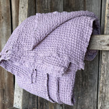 Lavandu violeta toņa (vienkrāsains) lina/kokvilnas vafeļauduma gultas pārklājs, dažādi izmēri