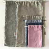 Lielais (26x44 cm) zero waste lina auduma produktu iepirkumu/uzglabāšanas maisiņš