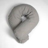 Gaiši zils/pelēki svītrains, mīkstināta lina, lielais grūtnieču pakaviņš - barošanas spilvens mammām & bērniem