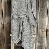 Melni-balts mistrots lina/kokvilnas vafeļauduma gultas pārklājs, dažādi izmēri