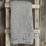 Melni-balts mistrots lina/kokvilnas vafeļauduma gultas pārklājs, dažādi izmēri