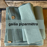 PIPARMĒTRU ZAĻŠ tonis | Palags ar gumiju no mīkstināta 100% lina | Dažādi izmēri