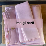 Maigi rozā toņa mīkstināta lina gultas veļas komplekts