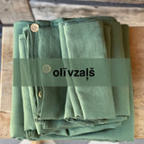 Palags ar gumiju no OLĪVZAĻA toņa viegli mīkstināta lina auduma, dažādi izmēri