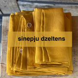Sinepju dzeltena toņa mīkstināta lina gultas veļas komplekts