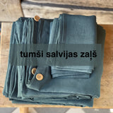 TUMŠI SALVIJAS ZAĻŠ tonis | Palags ar gumiju no mīkstināta 100% lina | Dažādi izmēri