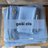 Gaiši zila toņa mīkstināta lina gultas veļas komplekts
