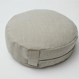 Nekrāsota, dabīgi pelēka toņa mīkstināta lina zafu - meditācijas spilvens pildīts ar griķu sēnalām