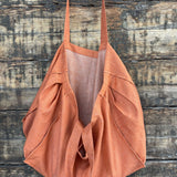 Oranža toņa lielā lina auduma iepirkumu soma - maiss