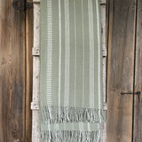 Piparmētru pelēkzaļa toņa 100% aitas vilnas pleds/sega ar bārkstīm, 170x210cm