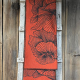 Oranža/melna toņa aitas vilnas sega ar ziedu rakstu