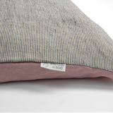 Lina spilvendrāna ar rozā/pelēki svītrotu rakstu